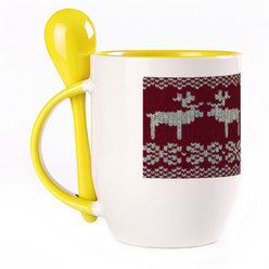 A cup with a spoon. Yellow (250 ml)