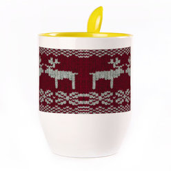 A cup with a spoon. Yellow (250 ml)