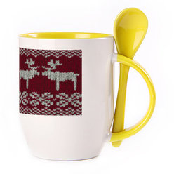 A cup with a spoon. Yellow (250 ml)