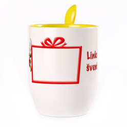 A cup with a spoon. Yellow (250 ml)