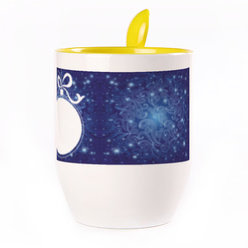 A cup with a spoon. Yellow (250 ml)