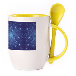 A cup with a spoon. Yellow (250 ml)