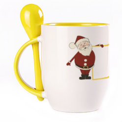 A cup with a spoon. Yellow (250 ml)