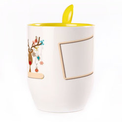 A cup with a spoon. Yellow (250 ml)