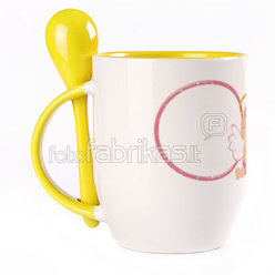 A cup with a spoon. Yellow (250 ml)