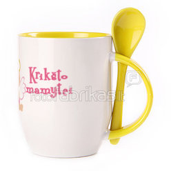 A cup with a spoon. Yellow (250 ml)