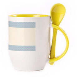 A cup with a spoon. Yellow (250 ml)