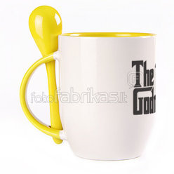 A cup with a spoon. Yellow (250 ml)
