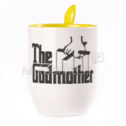 A cup with a spoon. Yellow (250 ml)