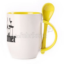 A cup with a spoon. Yellow (250 ml)