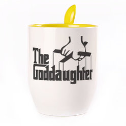 A cup with a spoon. Yellow (250 ml)