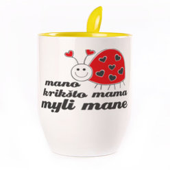 A cup with a spoon. Yellow (250 ml)