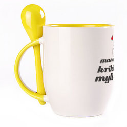 A cup with a spoon. Yellow (250 ml)