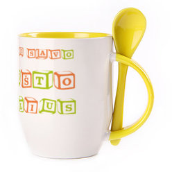 A cup with a spoon. Yellow (250 ml)