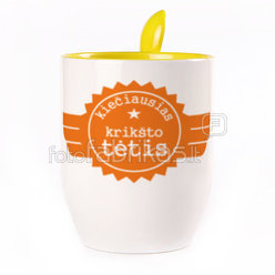 A cup with a spoon. Yellow (250 ml)