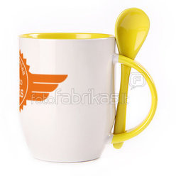 A cup with a spoon. Yellow (250 ml)