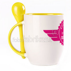 A cup with a spoon. Yellow (250 ml)