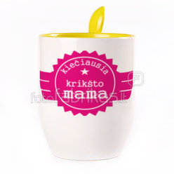 A cup with a spoon. Yellow (250 ml)