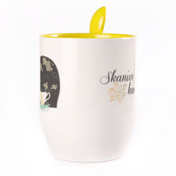 A cup with a spoon. Yellow (250 ml)