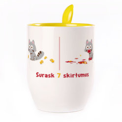 A cup with a spoon. Yellow (250 ml)