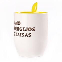 A cup with a spoon. Yellow (250 ml)