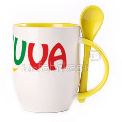 A cup with a spoon. Yellow (250 ml)