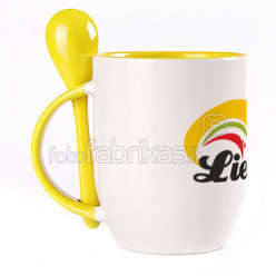 A cup with a spoon. Yellow (250 ml)