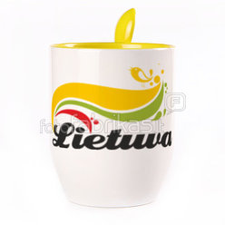 A cup with a spoon. Yellow (250 ml)