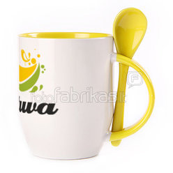 A cup with a spoon. Yellow (250 ml)