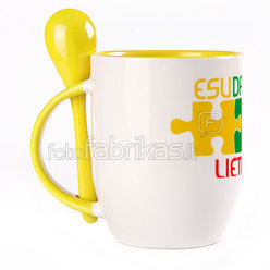 A cup with a spoon. Yellow (250 ml)
