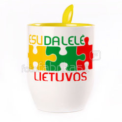 A cup with a spoon. Yellow (250 ml)