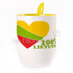 A cup with a spoon. Yellow (250 ml)