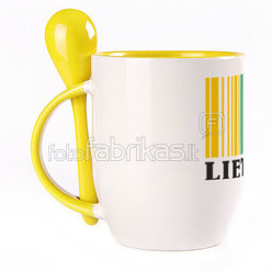 A cup with a spoon. Yellow (250 ml)