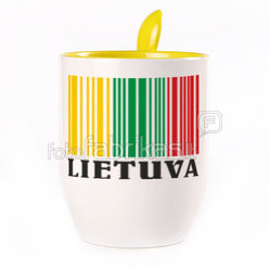 A cup with a spoon. Yellow (250 ml)