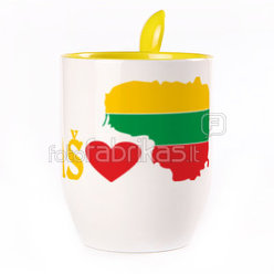 A cup with a spoon. Yellow (250 ml)