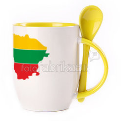 A cup with a spoon. Yellow (250 ml)