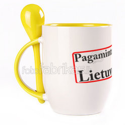 A cup with a spoon. Yellow (250 ml)