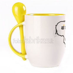A cup with a spoon. Yellow (250 ml)