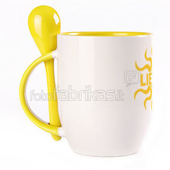 A cup with a spoon. Yellow (250 ml)