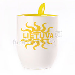 A cup with a spoon. Yellow (250 ml)