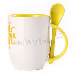 A cup with a spoon. Yellow (250 ml)