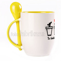 A cup with a spoon. Yellow (250 ml)