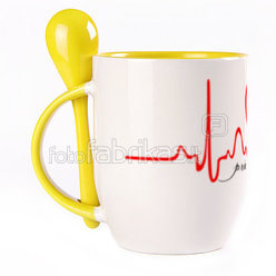 A cup with a spoon. Yellow (250 ml)