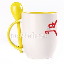 A cup with a spoon. Yellow (250 ml)
