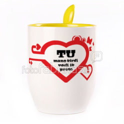 A cup with a spoon. Yellow (250 ml)