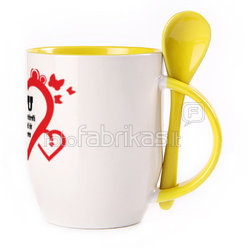 A cup with a spoon. Yellow (250 ml)