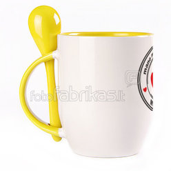 A cup with a spoon. Yellow (250 ml)