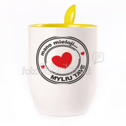 A cup with a spoon. Yellow (250 ml)