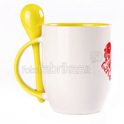 A cup with a spoon. Yellow (250 ml)