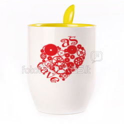 A cup with a spoon. Yellow (250 ml)